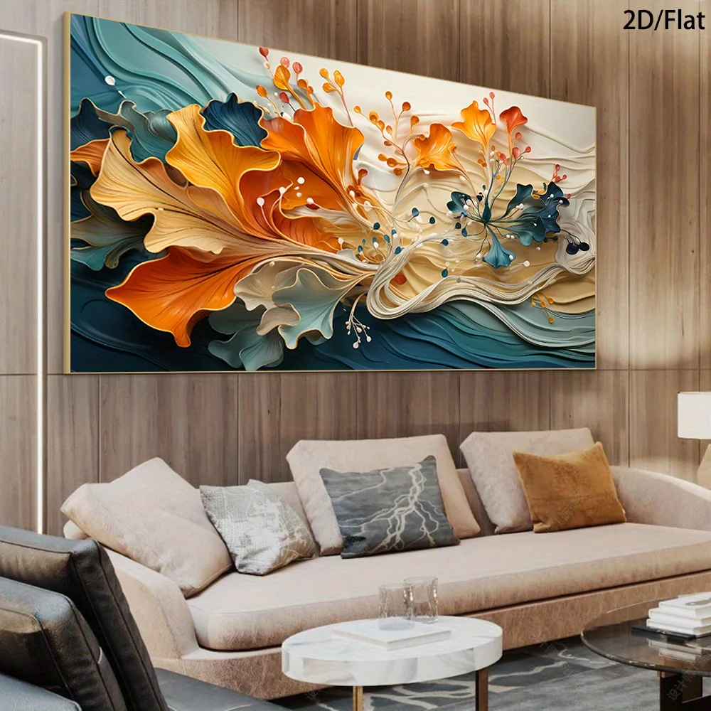 

2D Flat 1pc Modern Abstract Floral Wall Art - Warm Tones NoframedCanvas Painting, Minimalist Print for Living Room,Bedroom Decor
