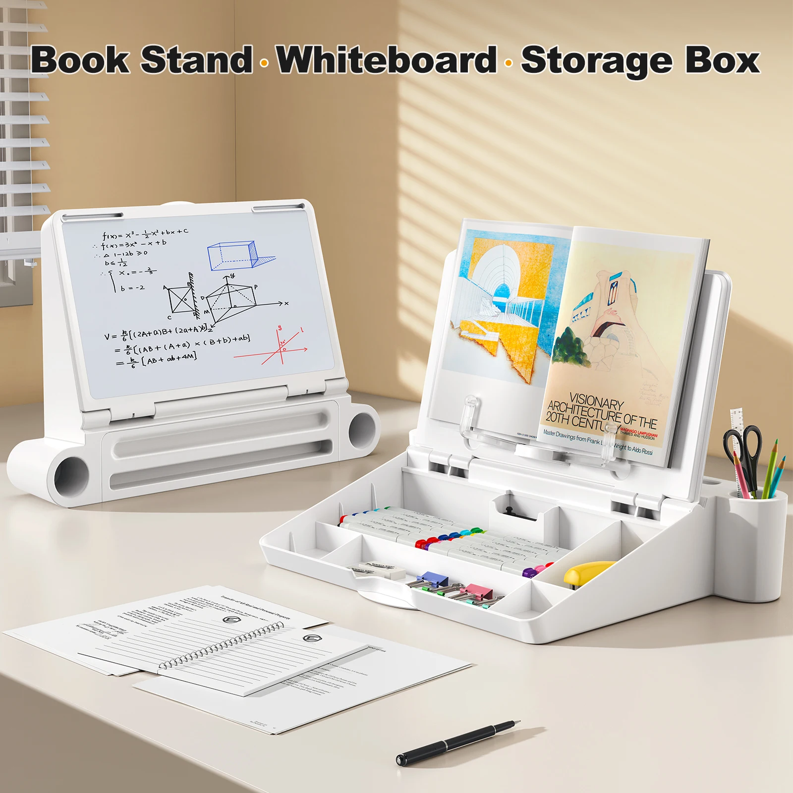 

Oatsbasf Multfunctional Laptop Desk Book Stand White Board Storage Box Tablet Stand Computer Holder Notebook Table Desk