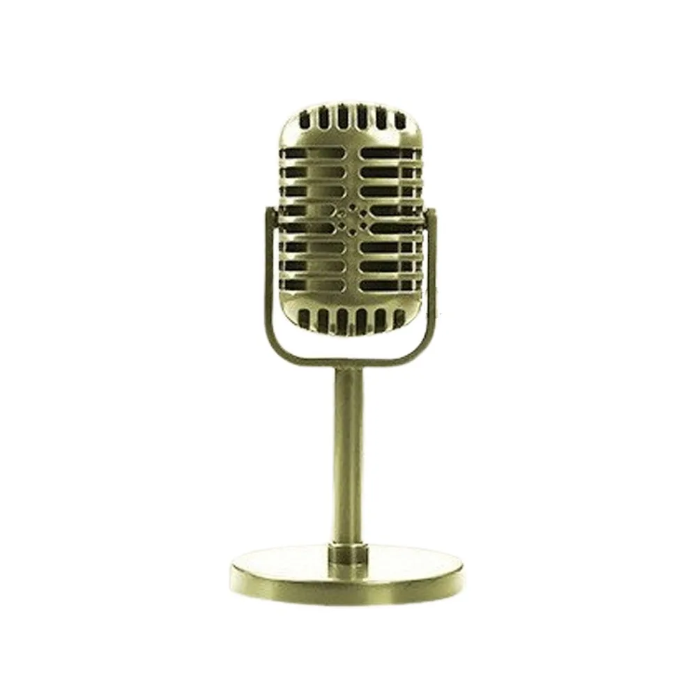 Classic Retro Microphone Props Plastic Miniature Dynamic Vocal Microphone Vintage Fake Microphone Model Costume Role Play