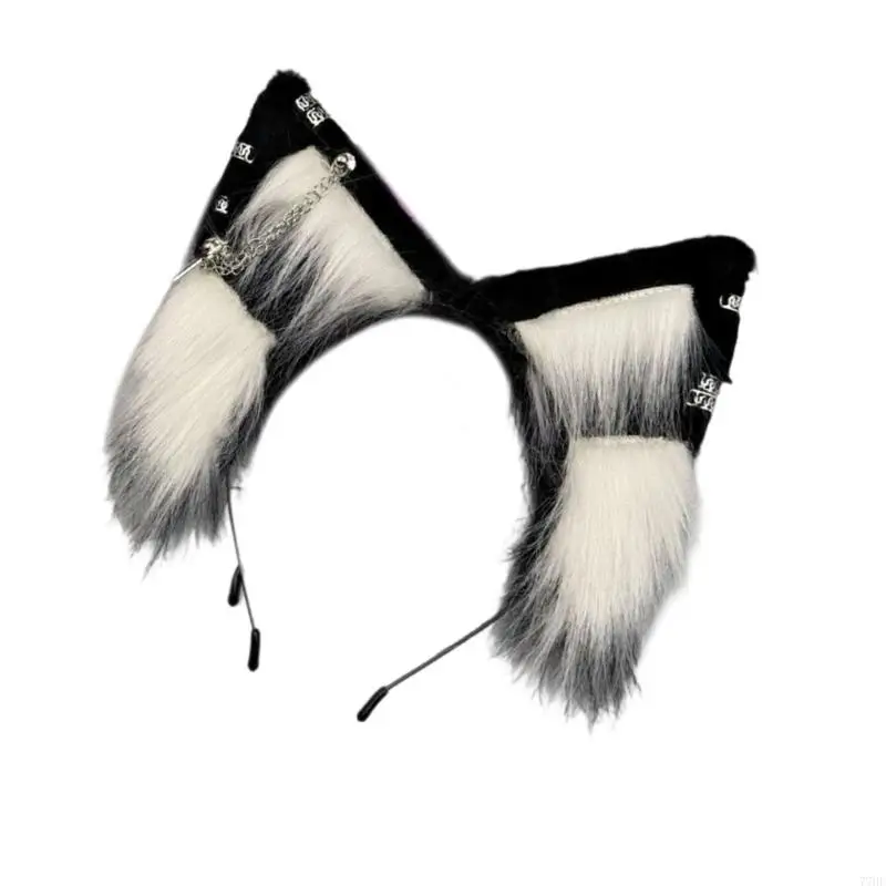 77HE Pelzige Tierohren-Kopfbedeckung für Kostümpartys für Erwachsene und Kinder