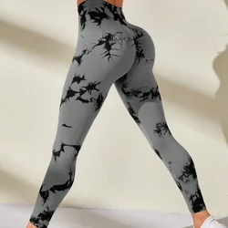 High Waist Tie Dye Leggings Women Fitness Seamless Leggings High Elastic Slim Hip Liftting Fashion Gym Trainning Running Tights