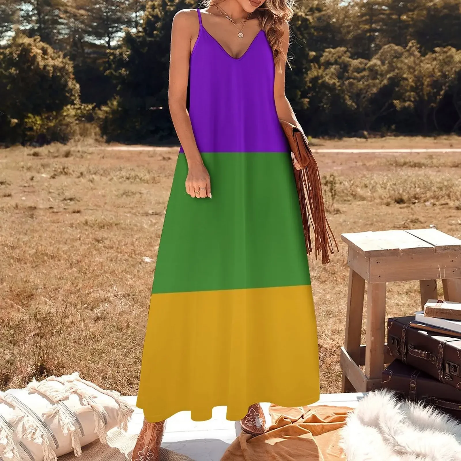 Mardi Gras Colors Sleeveless Dress luxury dress Dance dresses Dress