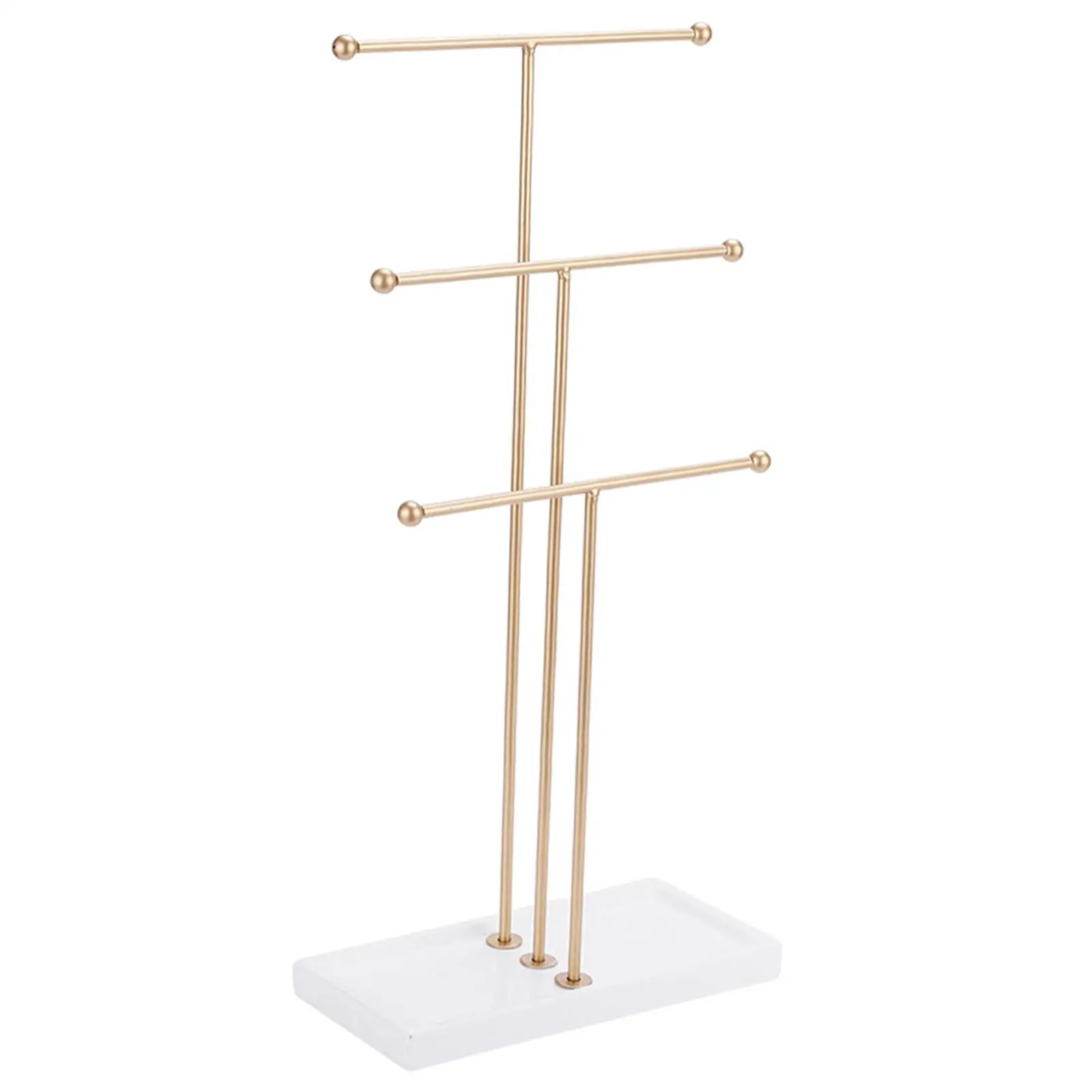 Tabletop 3 Tiers Jewelry Display Stand Necklace Chains Metal Bangle Holder