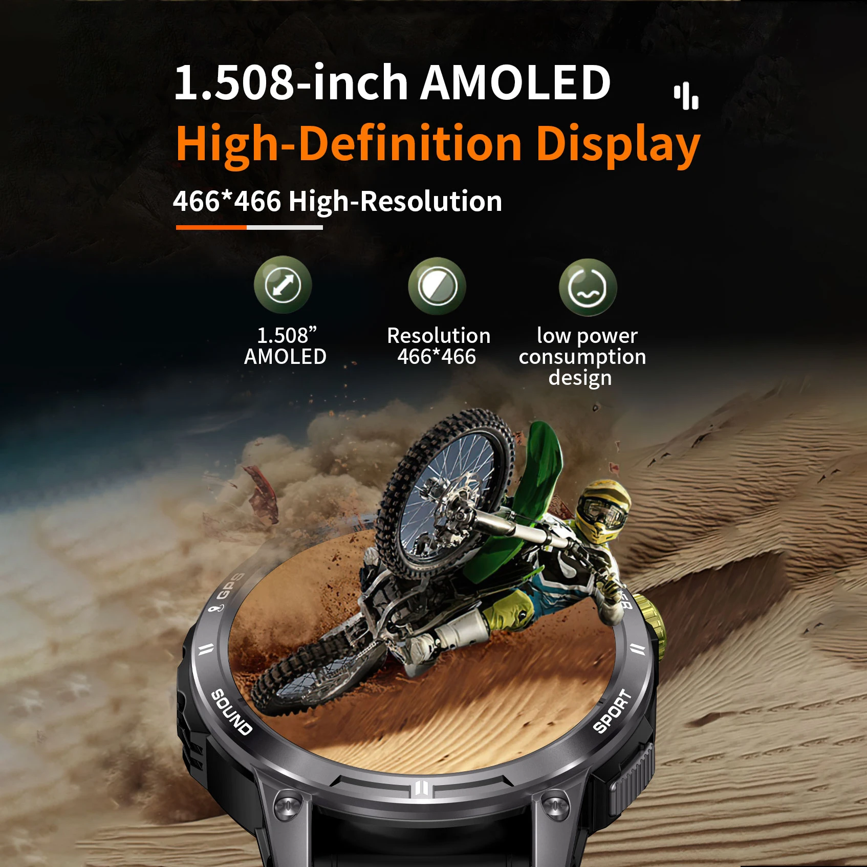 TJXL-SENBONO NX18PRO AMOLED Smartwatch GPS Outdoor-Sportuhr BT Anruf Kompass 400 mAh Großer Akku IP68 Wasserdicht GPS Smart W