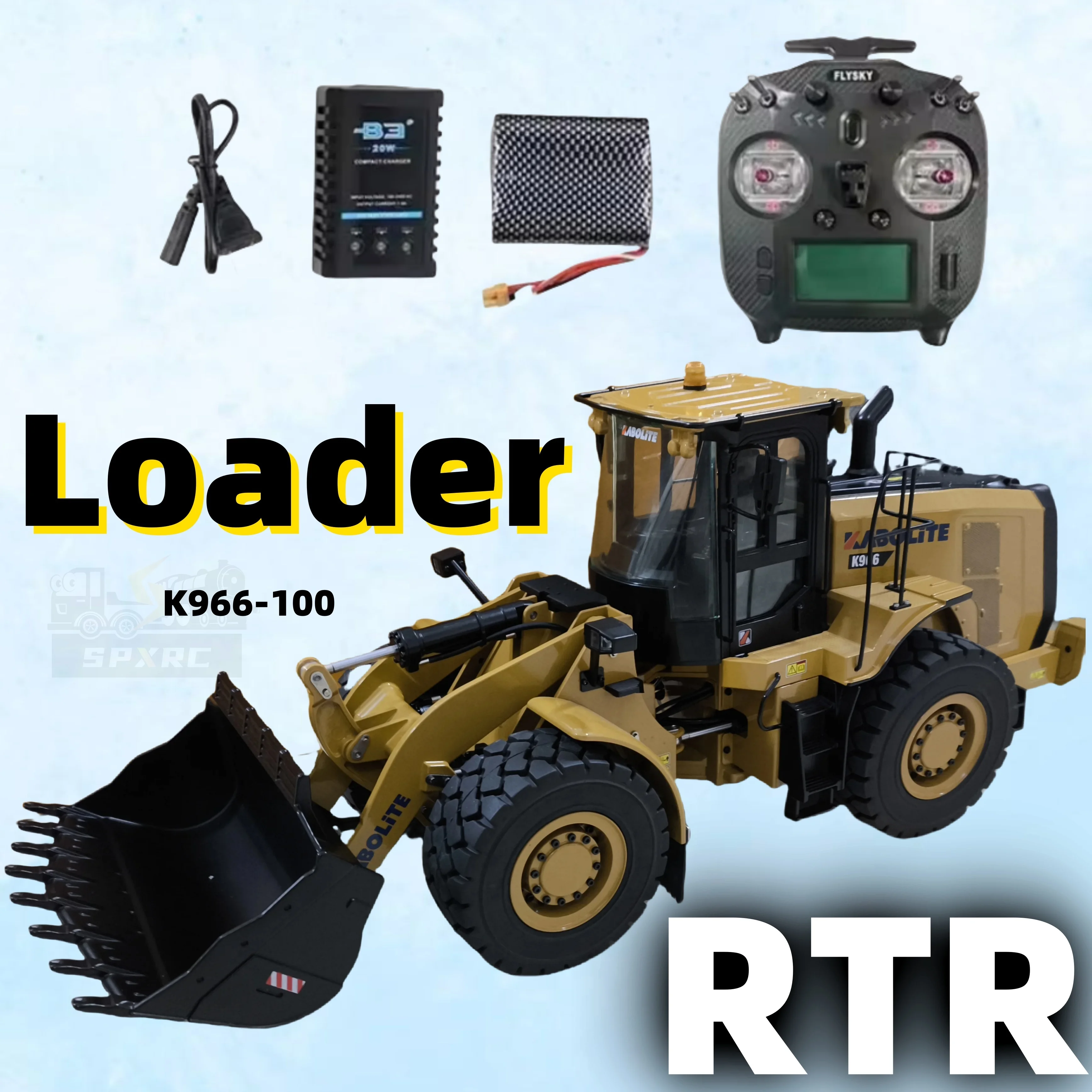 

NEW Upgrade Hydraulic Loader Engineering K966 Simulation For 1/16 Tamiya RC Remote Control Model With Rotating Lighting System