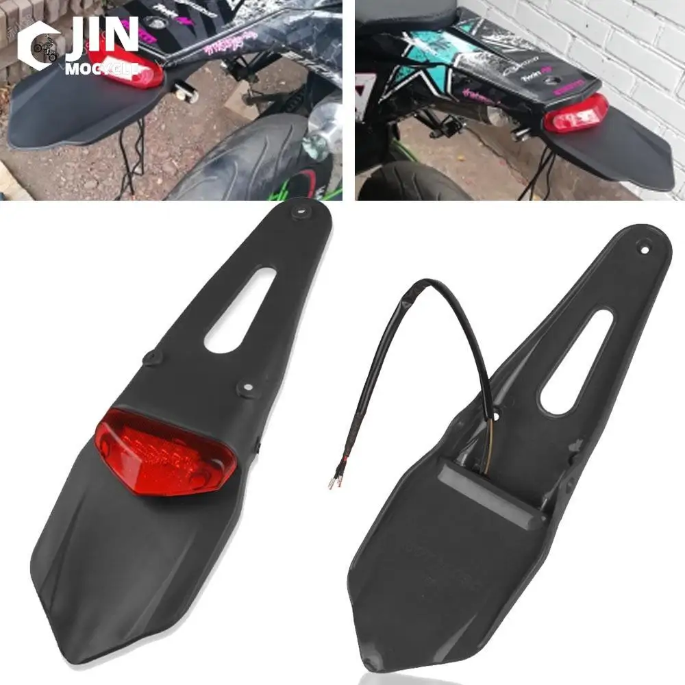 For Universal 20W Red Clear Motorcycle Enduro Trial Bike Fender 12 LED Brake Stop Rear Tail Light Motorbike Taillights Scooter