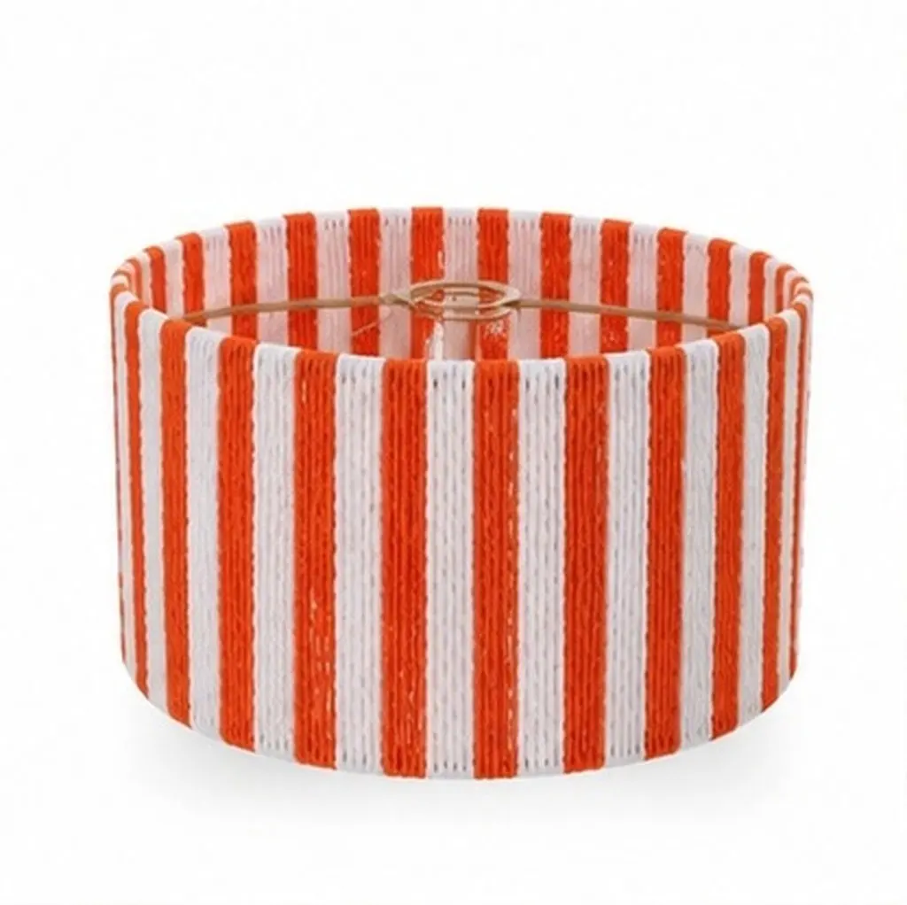 Macaron Striped Drum Lampshade Dual Tone Paper Rope Lampshade for Table Lamp Bedside Light Soft Diffusion Scandinavian Boho Lamp