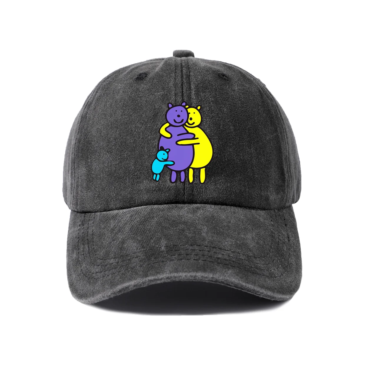 Whimsical Creature Illustration Graphic Baseball Cap, Vintage Washed Adjustable Unisex Dad Hat, Casual Gift