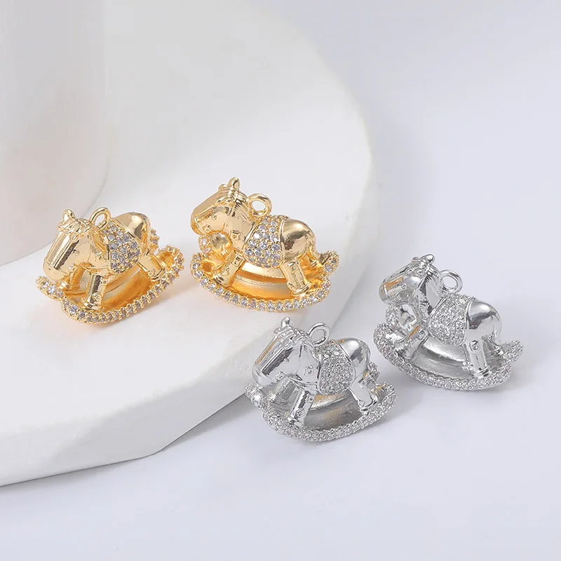 

10PCS Cordial Design Charms Plating Copper Pendant Jewelry Accessories Horse Shape DIY Charms for Diy Necklace Accessories