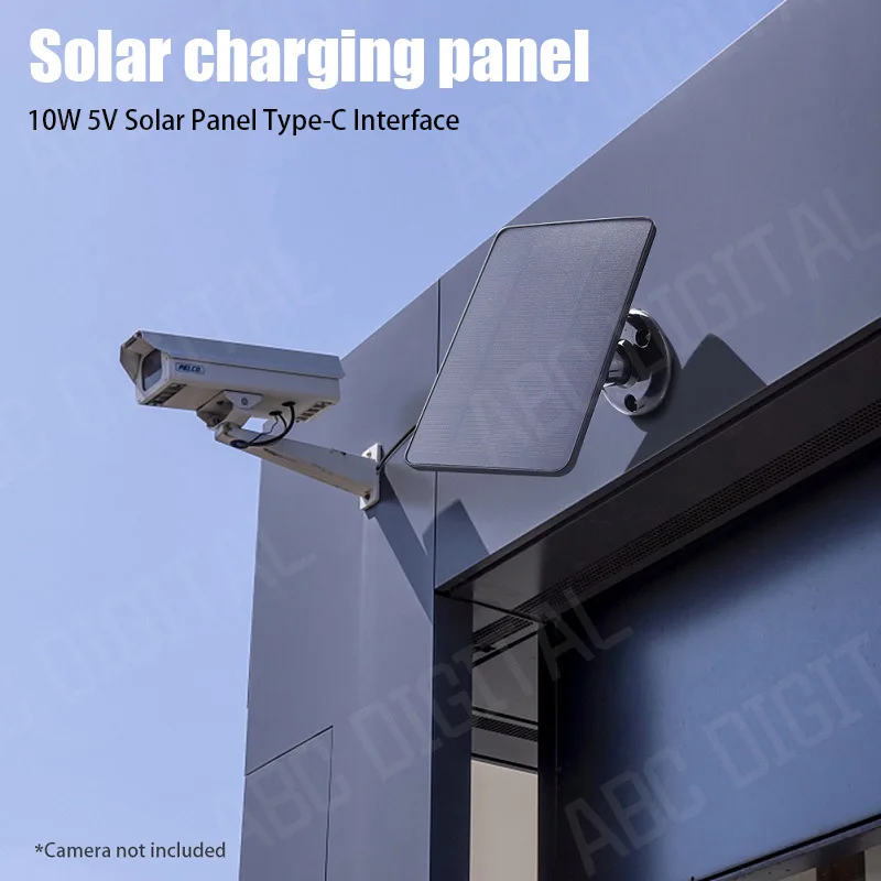 10W 5V Solar Panel Kit 2in1 Type-C Solar Panels Outdoor Solar Cells Chargerfor Security Camera/Small Home Light System