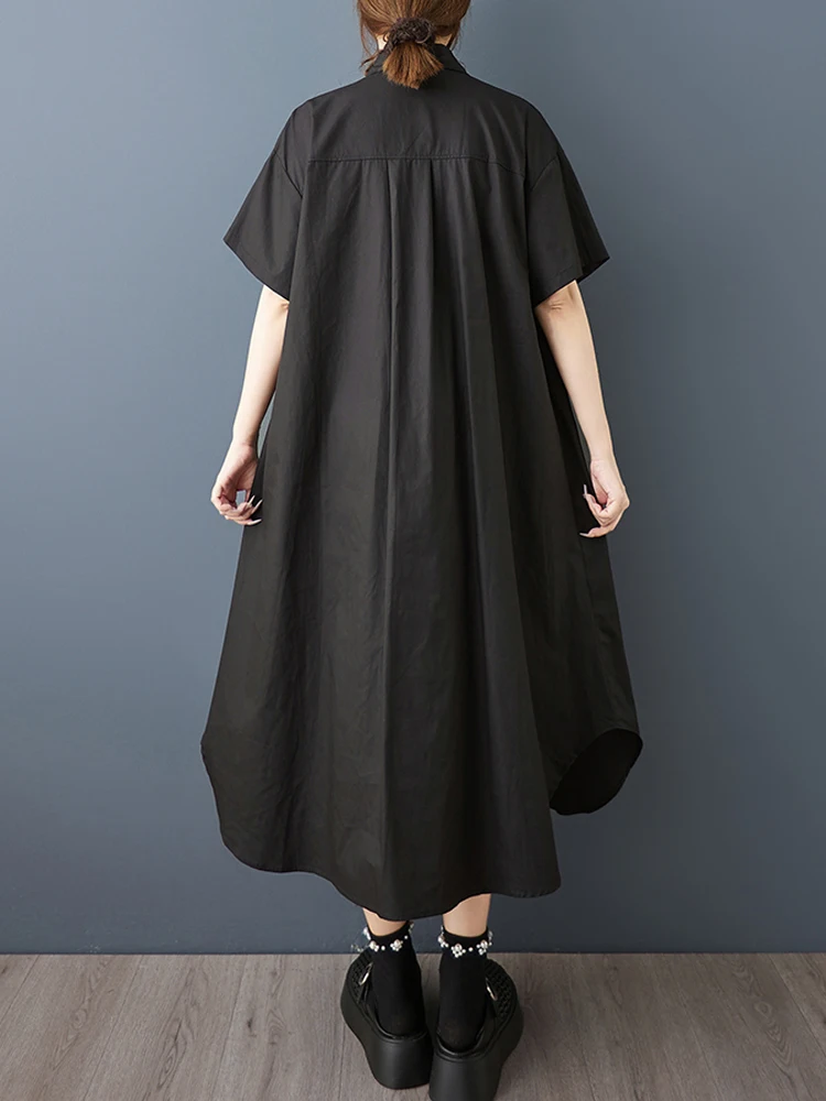 NYFS Estate 2025 Abito da donna a maniche corte con patchwork in rete tascabile allentato taglie forti