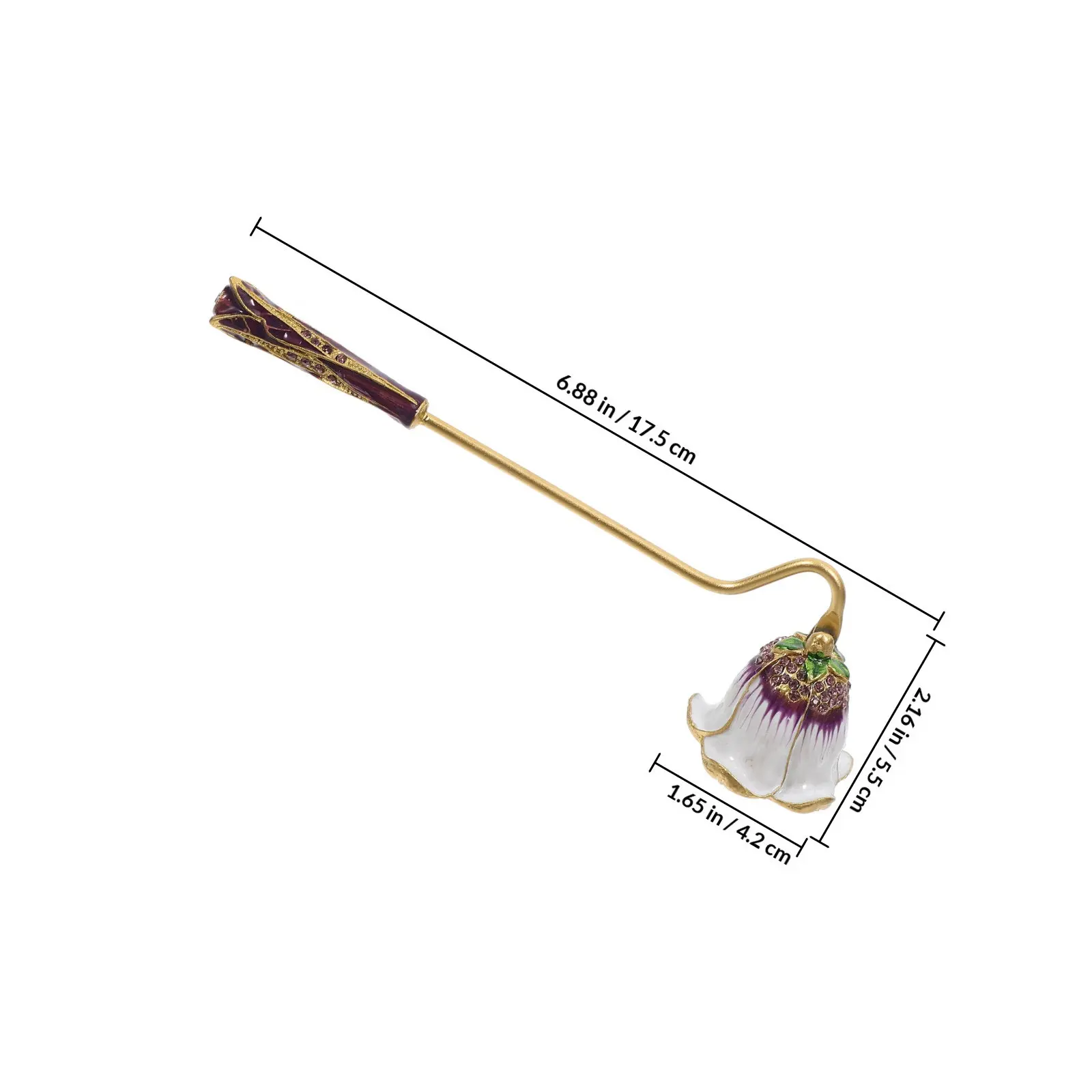 Vintage Snuffer Zinc Alloy Rhinestone Inlaid Extinguisher Tool Long Handle for Home Gift Aromatherapy