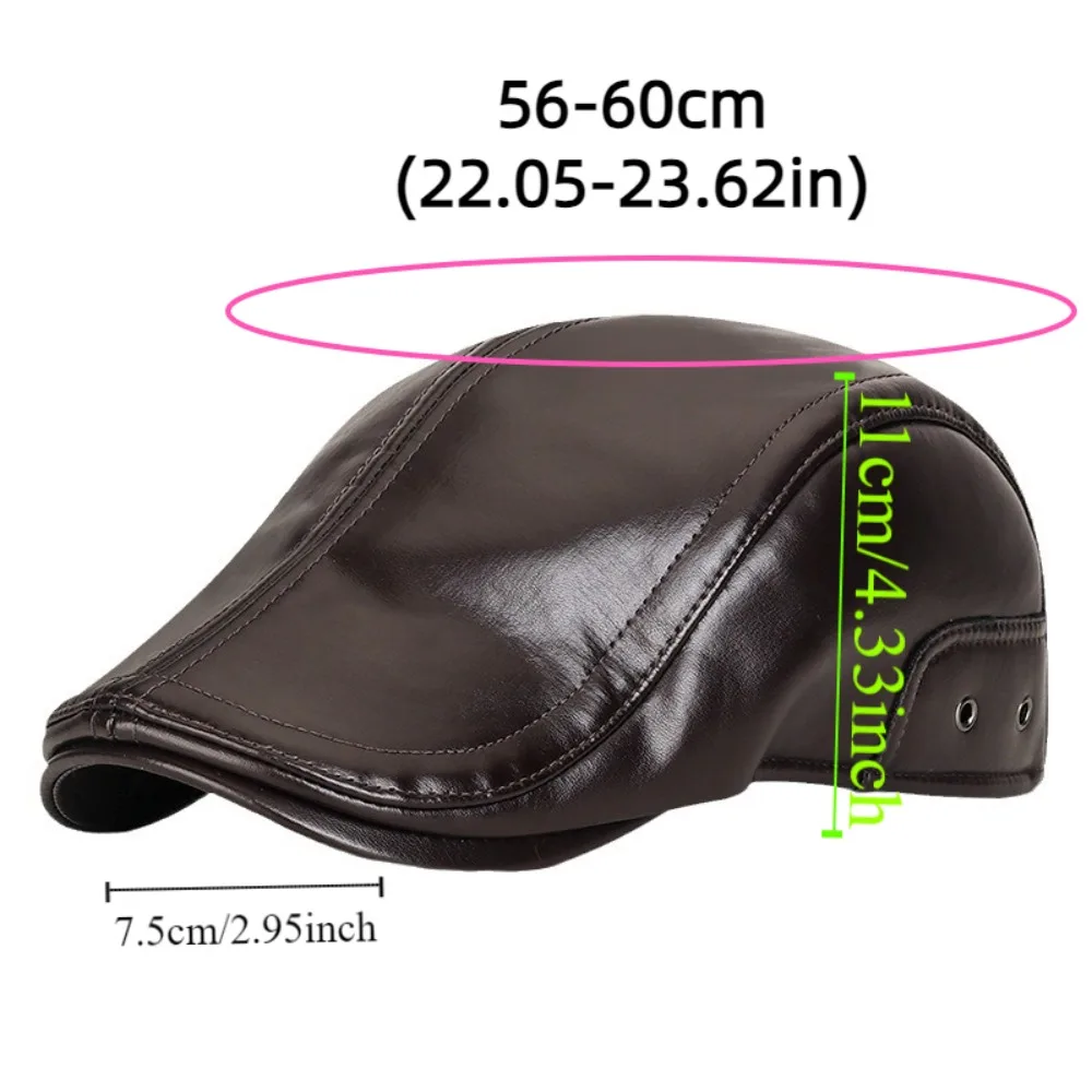 بولي Leather الجلود منتصف العمر المسنين بطة اللسان قبعة خمر قصيرة حافة شقة قناع قبعة الباردة برهان الدفء منحني الحواف قبعة