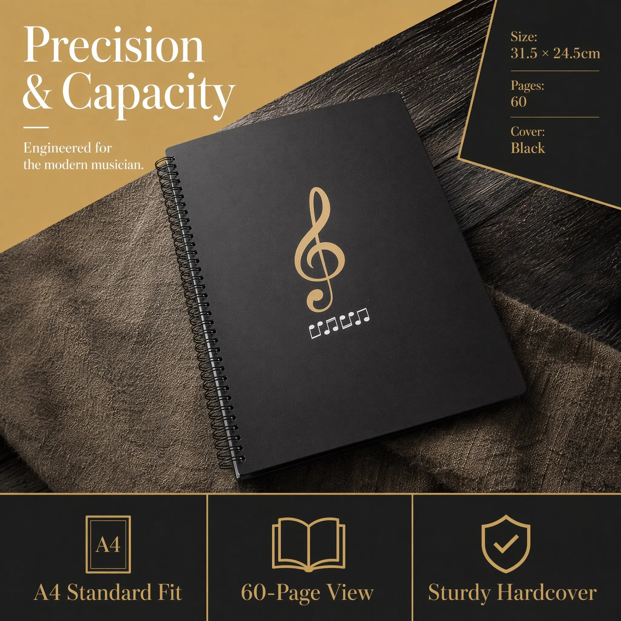 Music File Folder A4 Sheet Music Note Pattern Multi-Layer Organizer Piano Score Document Holder for School Work Presentations