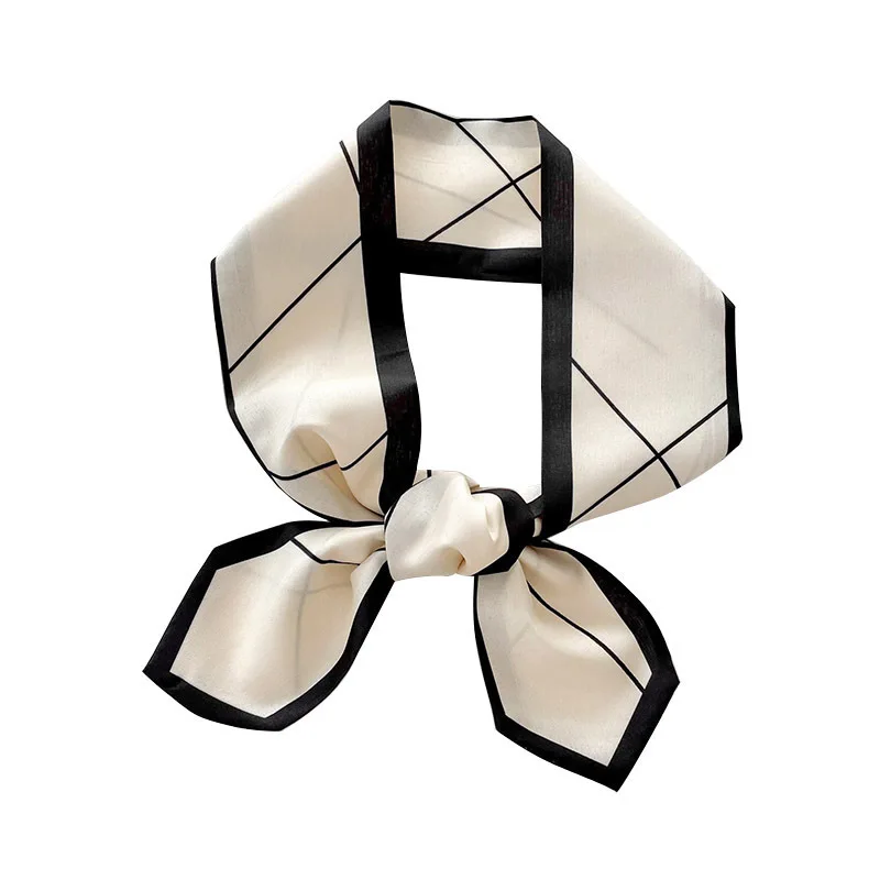 Sciarpa di seta versatile, sciarpa di seta sottile, lunga e piccola, linea semplice, cravatta per capelli, borsa, regalo, sciarpa a nastro decorativa.