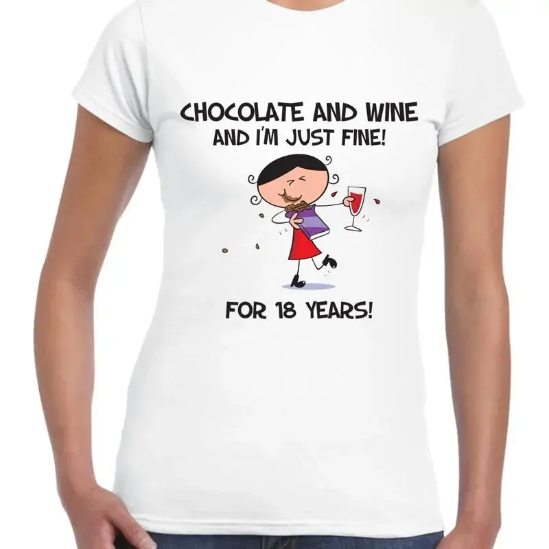 Chocolate Wine For 18 Years 18Th Birthday T Shirt Present
