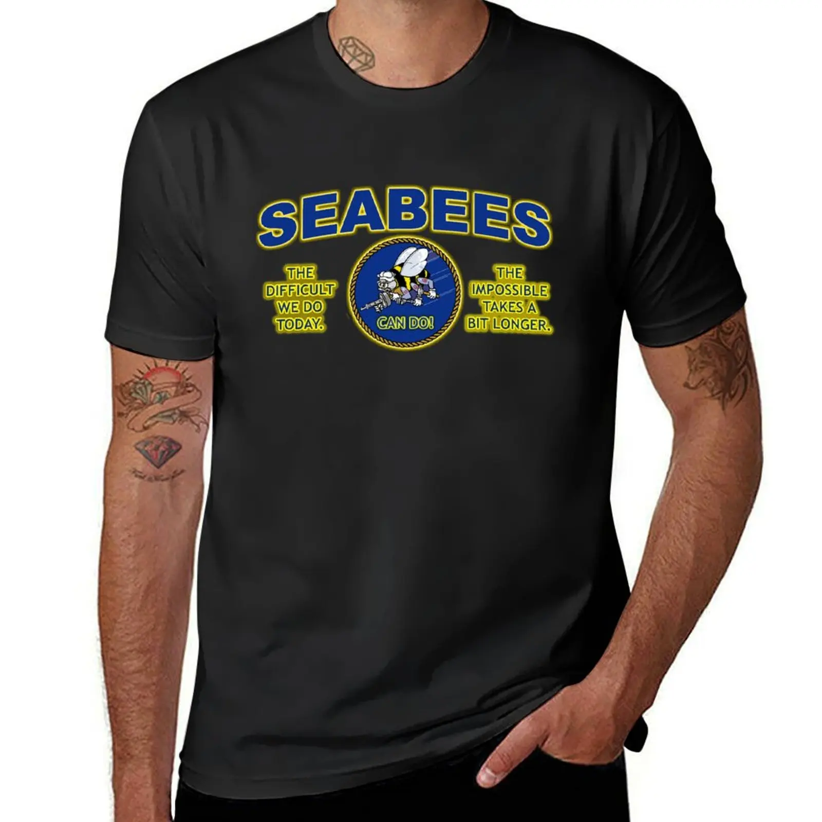 

THE DIFFICULT WE DO TODAY - SEABEES T-Shirt sports fans vintage graphics anime clothes Men's t-shirt