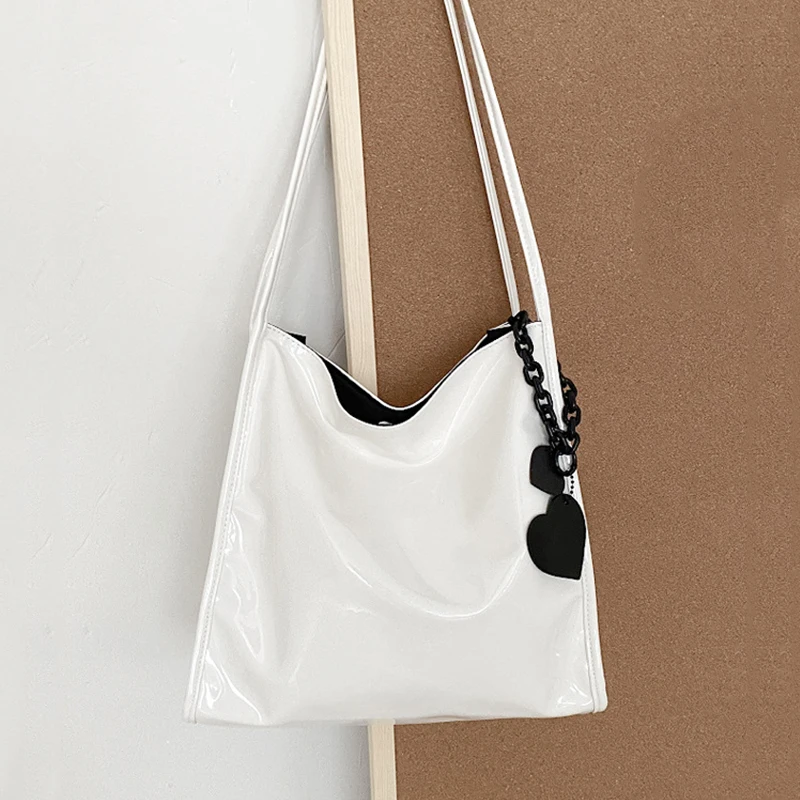 Luxury Designer Women\'s Tote Bag Fashion Patent Leather Glossy Underarm Shoulder Bags Large Capacity Commuting Handbags