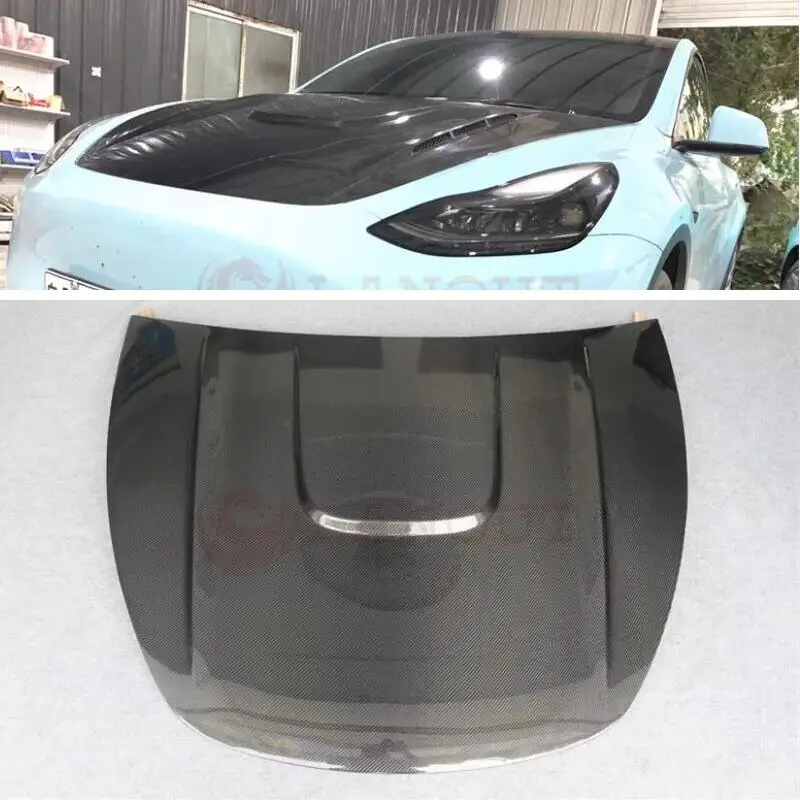 Real Carbon Fiber Car Engine Hood Bonnet Full Body Kit For Tesla Model Y 2021-2023