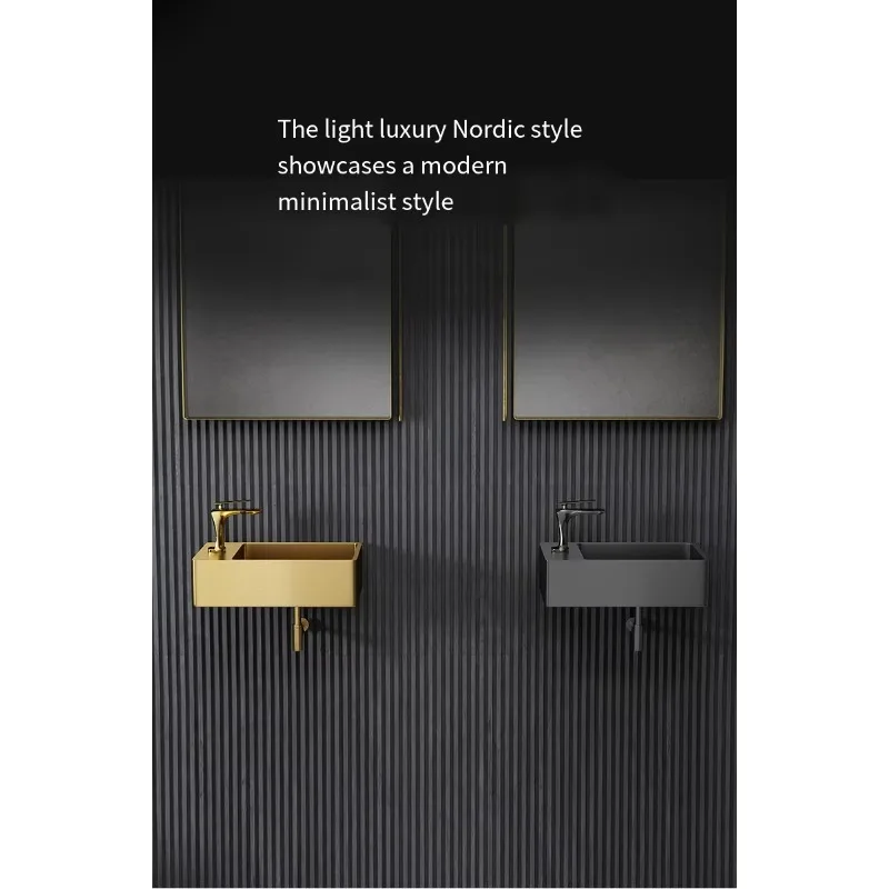 Modern stainless steel handmade rectangular wall-mounted bathroom sink with drain