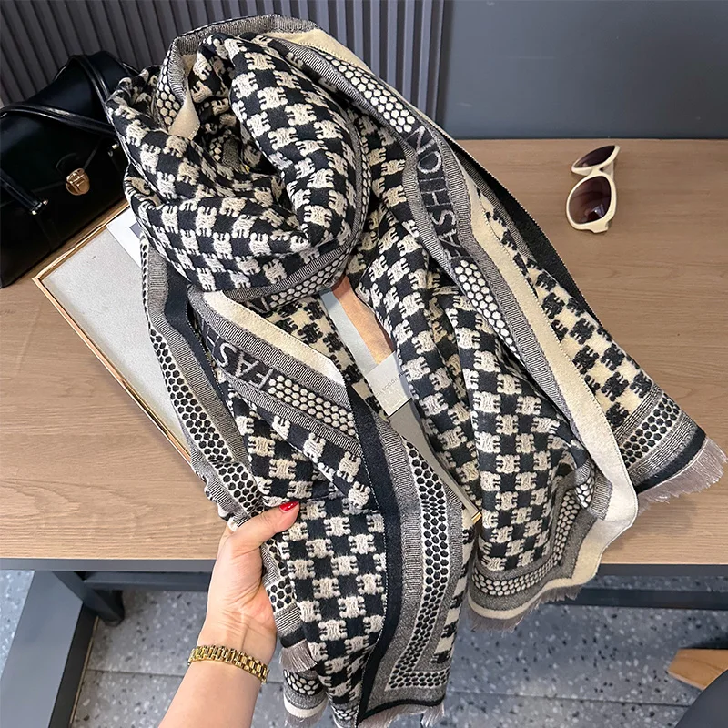 Women Winter CasScarf 2024 Cell  Pashmina Luxury Brand Shawls and Wraps Bufanda Hijab Travel Stoles Echarpe Warm Blanket