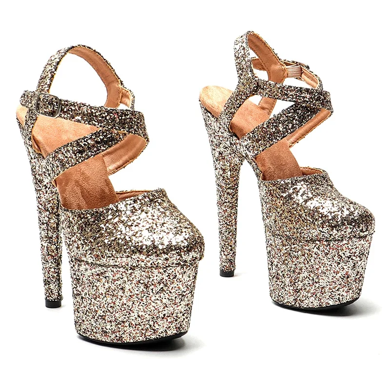 

Leecabe17CM/7Inch Glitter Upper Platform Sandals party High Heels Shoes stripper heel Pole Dancing Shoes