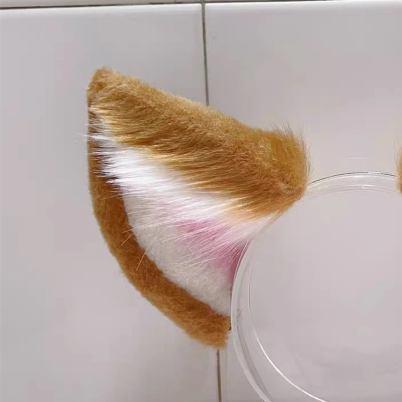 New Handmade Anime Cosplay Prop Simulation Animal Ear Hairhoop Wolf Cat Fox Ear Headwear Christmas Halloween Costume Accessories
