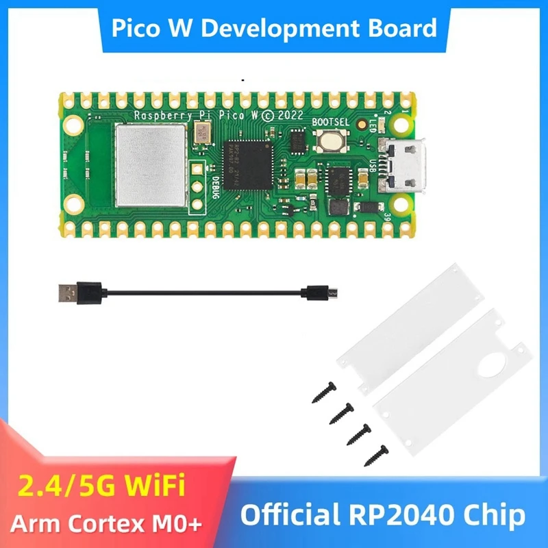 

For Raspberry Pi Pico W+Acrylic Case+Micro-USB Cable RP2040 Dual Core 2Mbyte Flash Wireless Wifi Development Board Kit