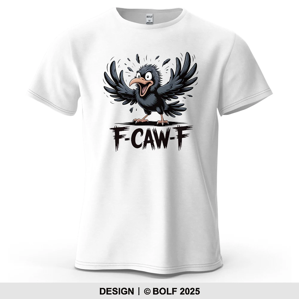 Cartoon Crow Lively Bedrucktes Herren-T-Shirt aus 100 % Baumwolle, übergroße Kreativität, Grafik-T-Shirts für Damen, Tops, T-Shirts, lässige Streetwear