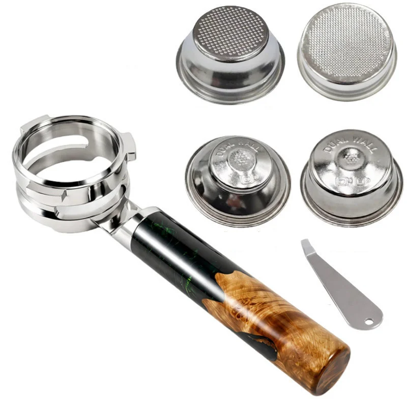 Stainless Steel Flat Place 54mm Hollow Naked Bottomless Portafilter with Resin Handle Fits Breville BES870 BES875 BES878 BES880