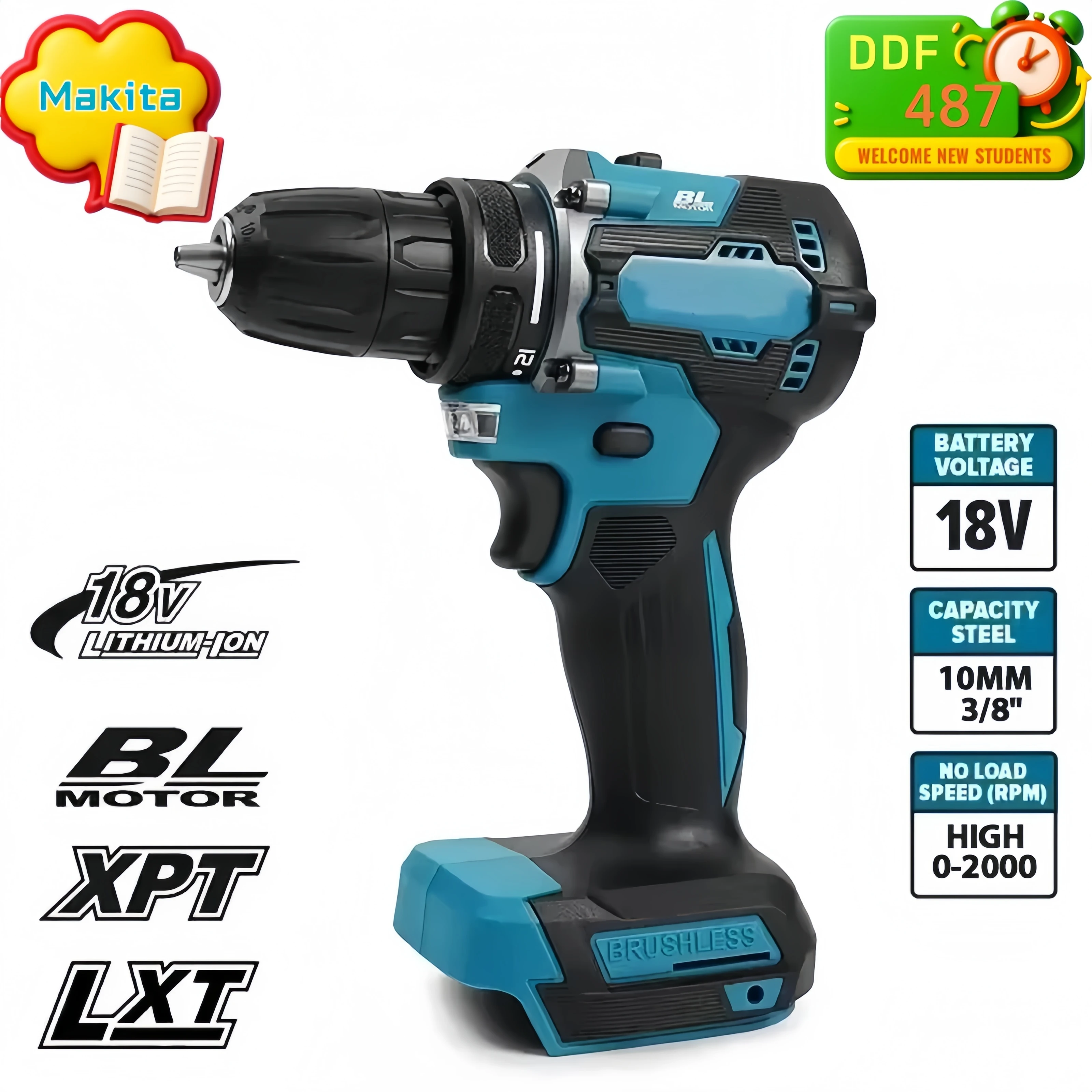 

2025 Makita DDF487 18V brushless electric drill, suitable for five-rope impact drill of decoration team, uses 18V Makita battery