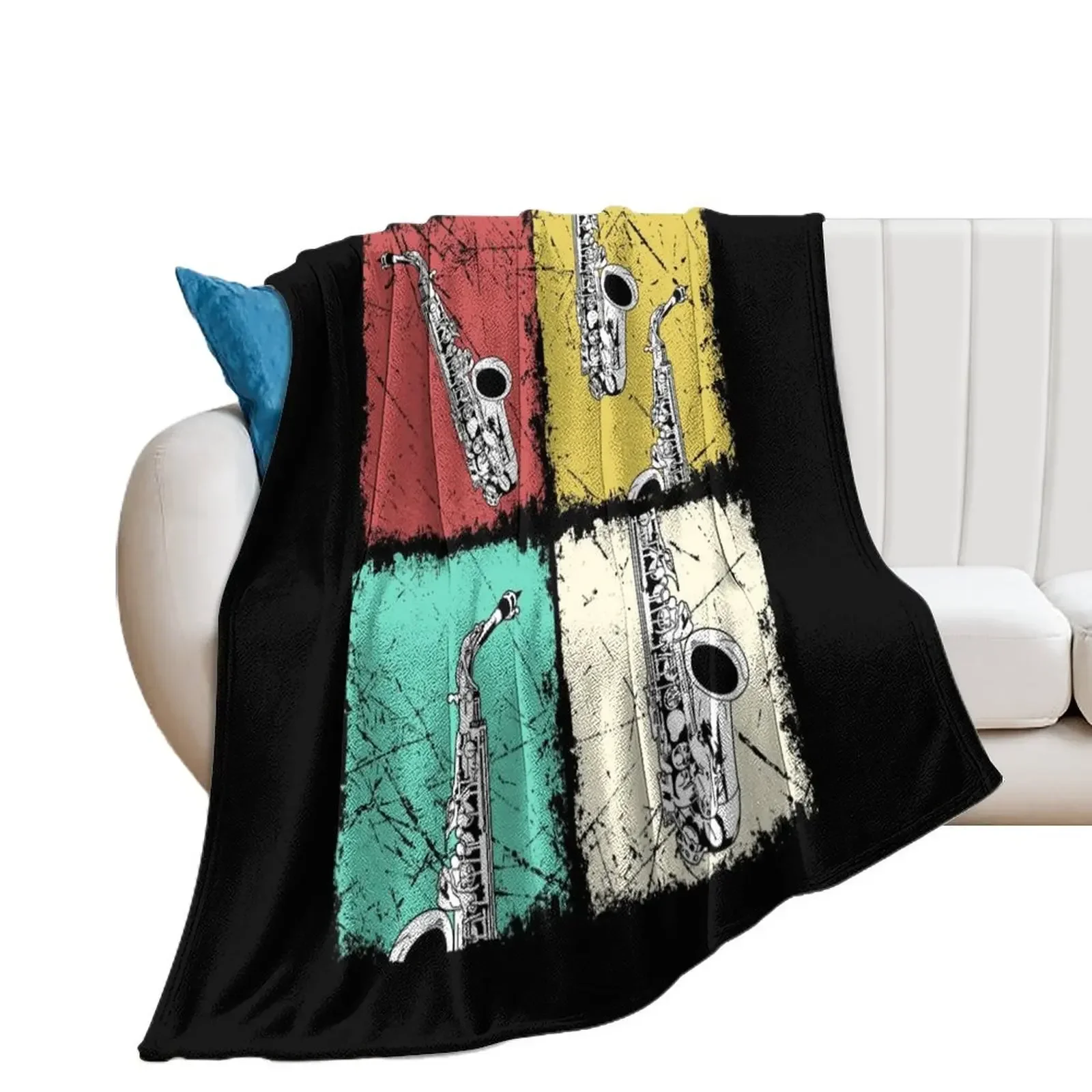 Saxophonist Gift Men Women Jazz Music Saxophone Throw Blanket blankets ands warm for winter Blankets For Sofas Furrys Blankets