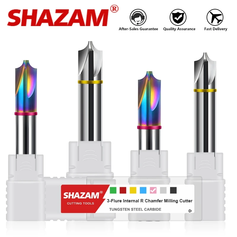 SHAZAM HRC55/65 Internal R Chamfer Milling Cutter Tungsten Steel Carbide Colorful Coating 4-Flute For Aluminum CNC Machining