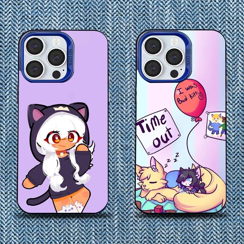 

A-Aphmau Meow Cats Phone Case For iPhone 16,15,14,13,12,11,Mini,Pro,SE,MAX Blue Matte Silicone Cover