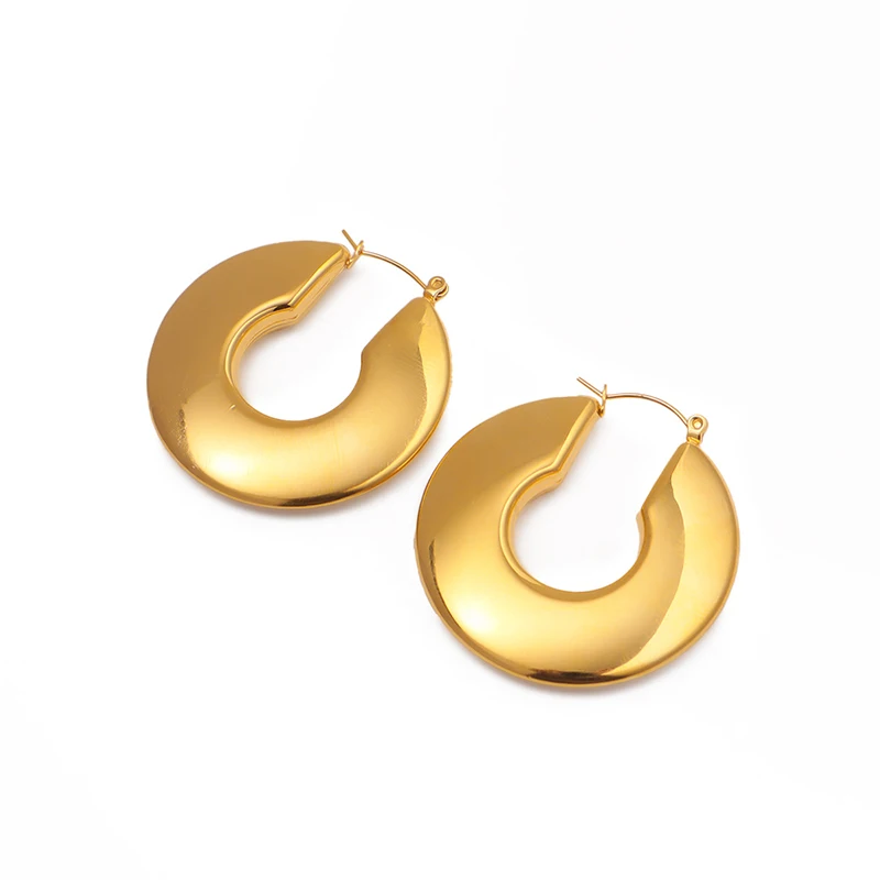 PANGJERY 316L Stainless Steel Smooth U-shaped Hoop Earrings For Women Fashion Minimalist Exaggerated Classic Party Jewelry Gifts