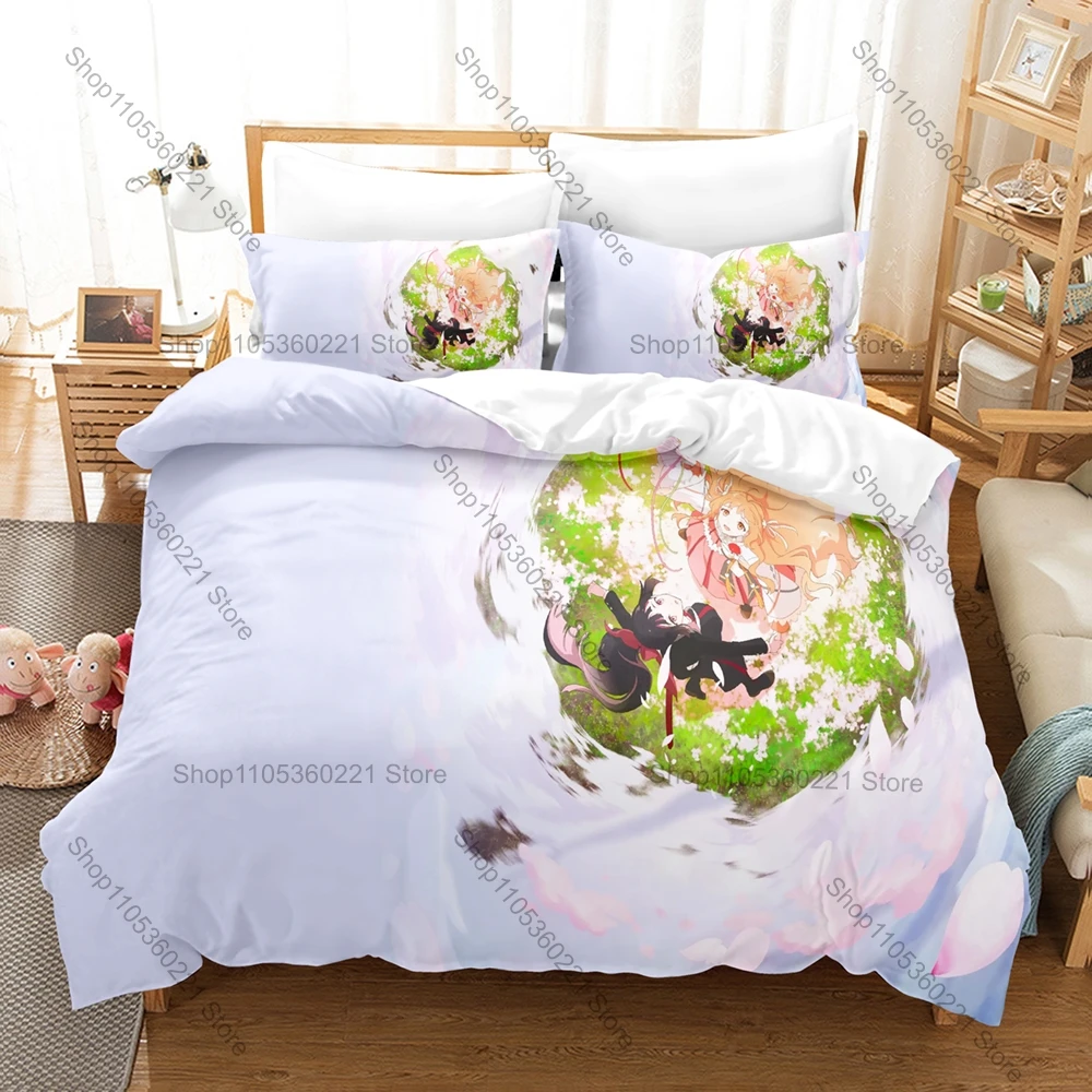 Cool Hinagiku & Sakura Spring Ritual Art Print Duvet Cover + 2 Pillowcases Twin Full Queen King Fantasy Anime Bedding Set
