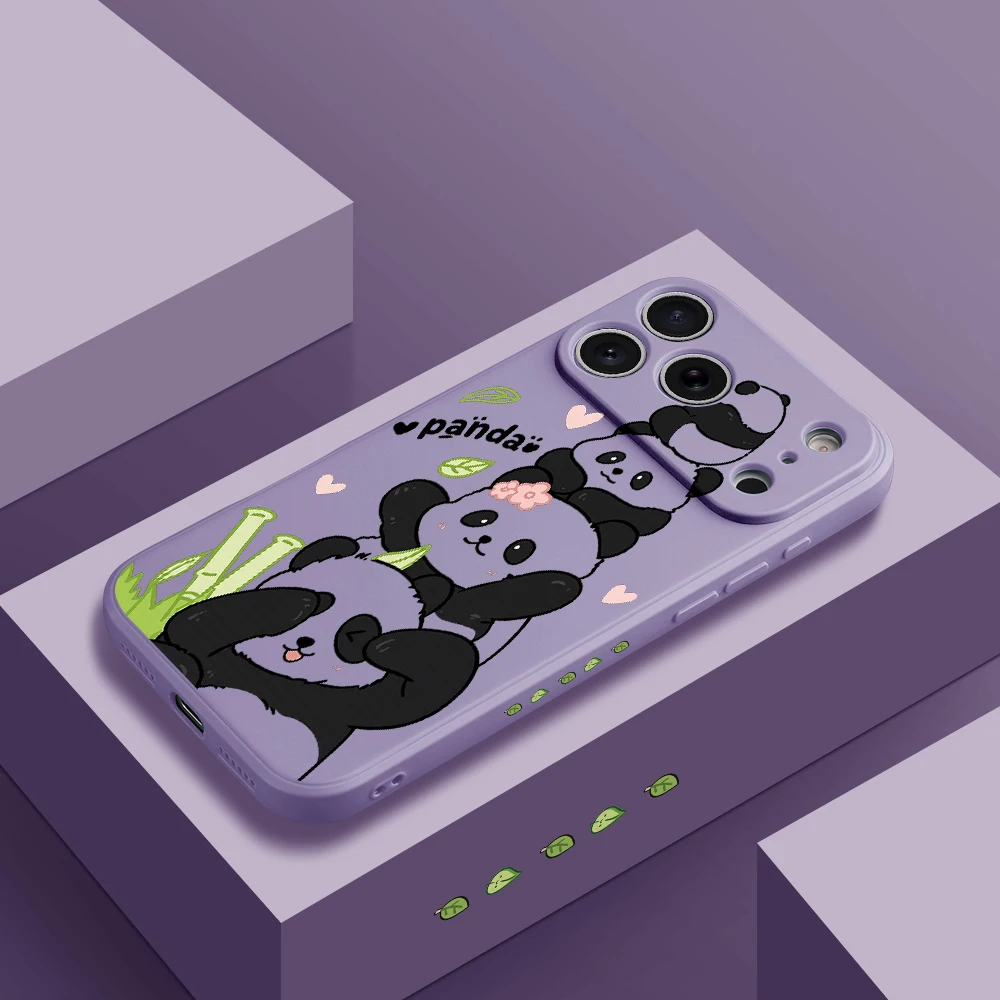 حافظة هاتف باندا لطيفة لهاتف آيفون 17 ProMax 17 Air 16 15 14 13 12 11 Pro Max XS Max7 8 Plus 16e 16 Plus غطاء من البولي يوريثان