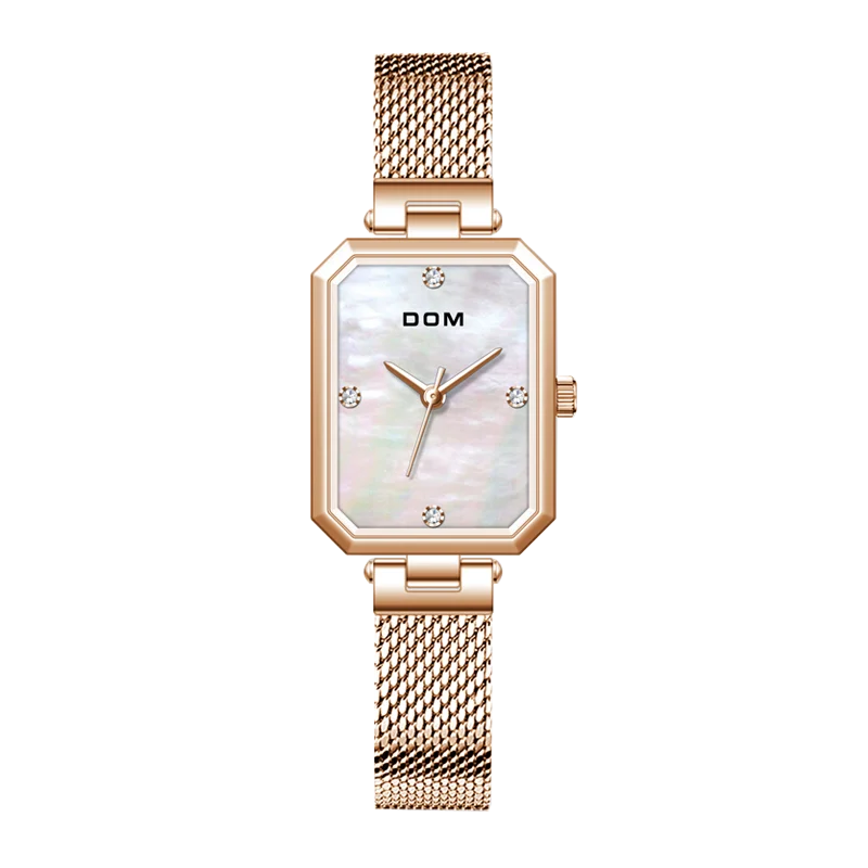 DOM watch das mulheres Retro pequena placa quadrada relógio das mulheres Elegante Moda Feminina Relógio De Quartzo De Diamante Relógio De Ouro Senhoras Giftg