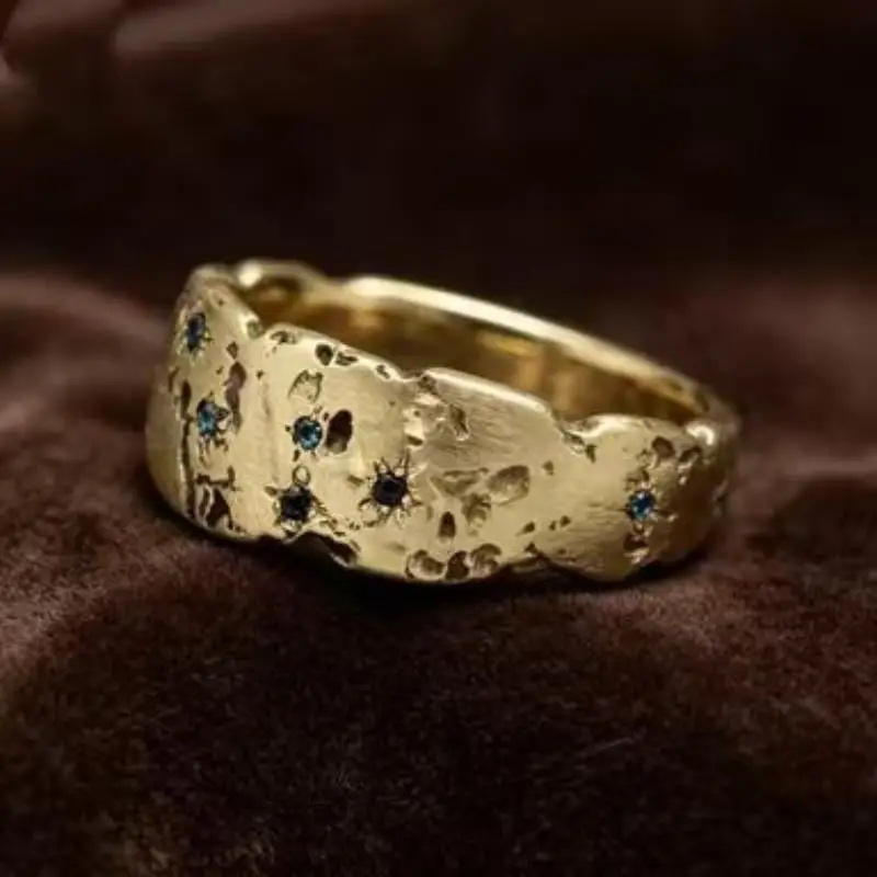 Irregularity Gold Color Rings For Women: Ruins Style Special Interest Party Finger Accessories