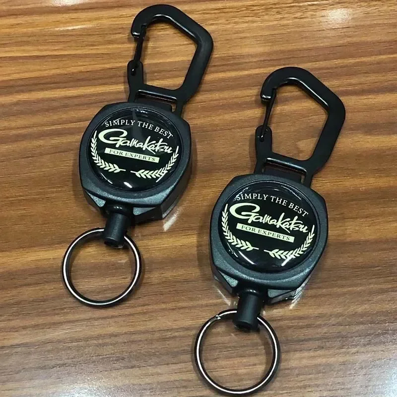 Gamakatsu Retractable Key Chain Reel Badge Holder Fly Fishing Zinger Retractor Quick Hanging Telescopic Key Fob Fishing Tool