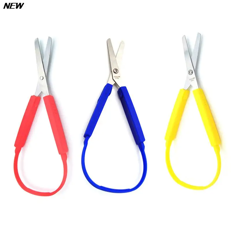 Student Kid Mini Stainless Steel Loop Scissors Colorful Grip DIY Art Craft Paper Cutting Stationery School Home Office Tool