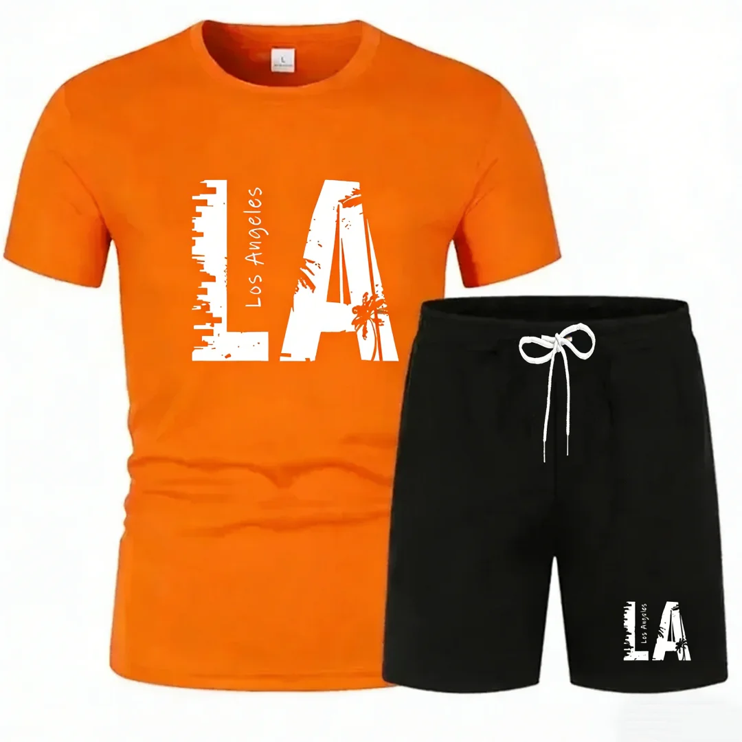 

Модные комплекты с принтом в виде букв, с короткими рукавами, простой стиль, мужские спортивные комплекты, летние повседневные дышащие костюмы из 2 предметов, трендовая мужская одежда