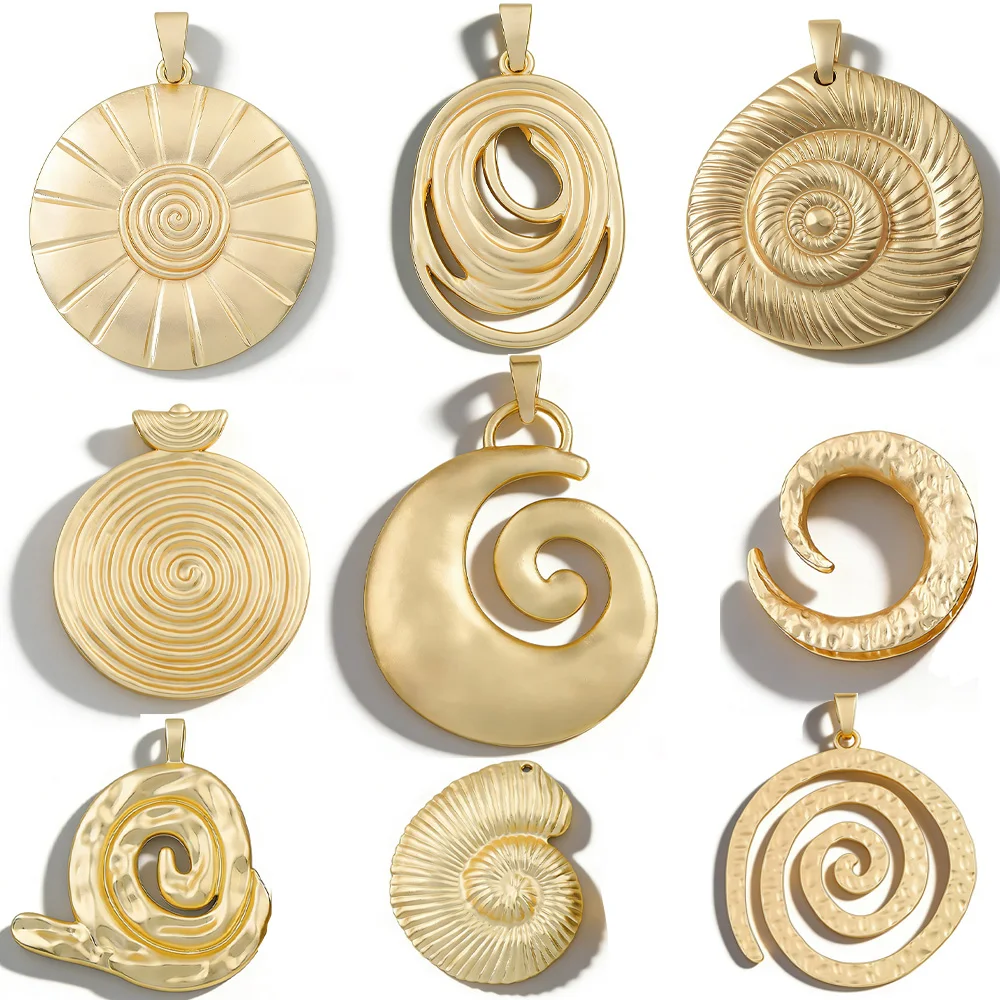 

1pc Hot Sale Matte Gold Oversized Spiral Swirl Pattern Pendant For Necklace Jewelry Pendant DIY Making Findings
