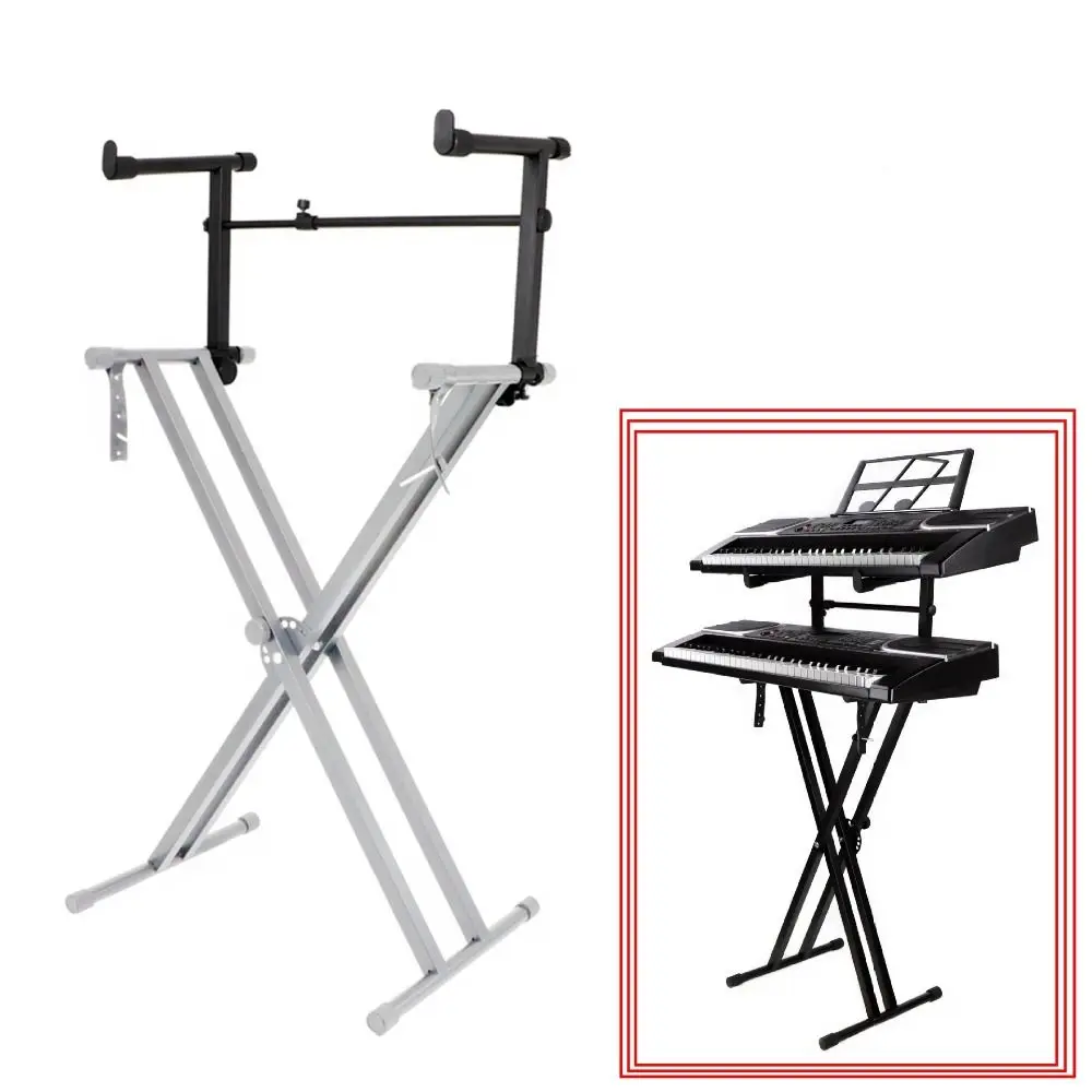 Rack Holder Electronic Piano Stand Adjustable Width 42-75cm Electronic Piano Extension Adapter Round Tube Metal