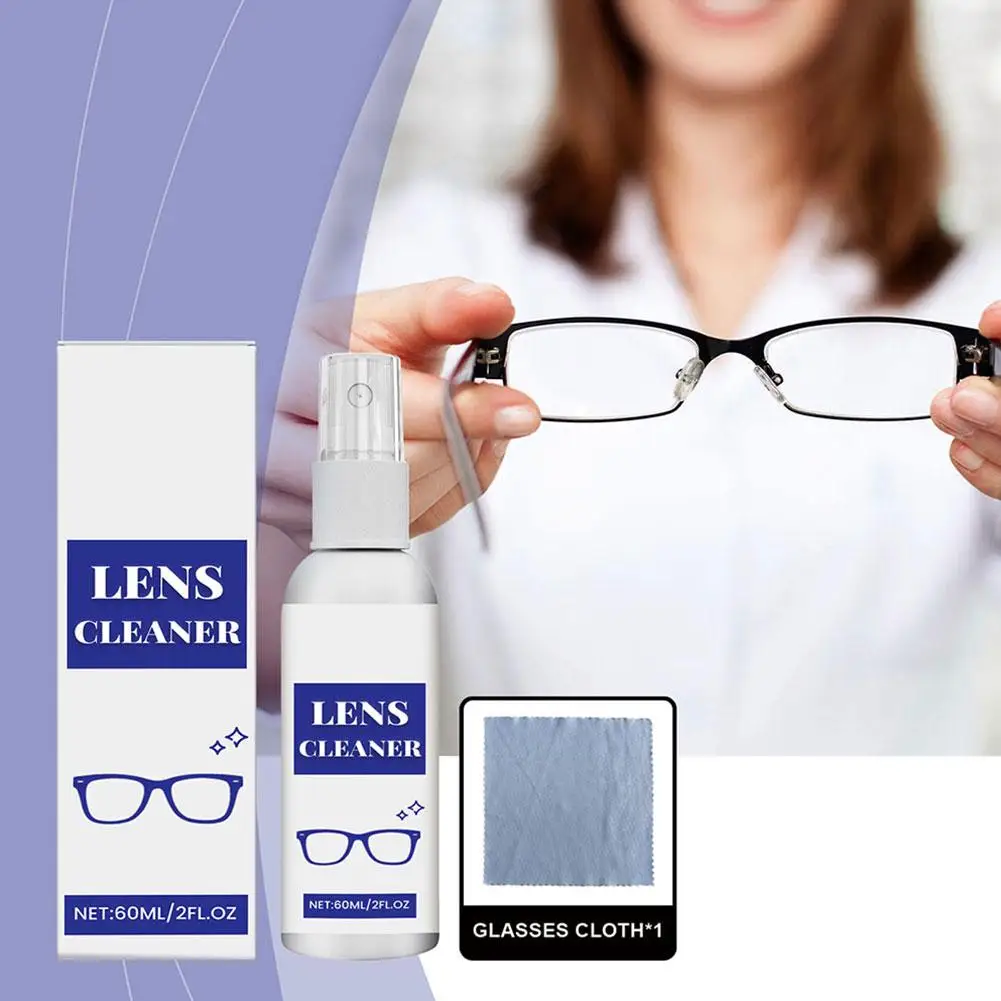 60ml Lens Cleaner Glasses Sunglasses Eyeglass Cleaning Home Bottle Eyewear Accessories Supplies Spray Solution Glasses Clea Z3Q0