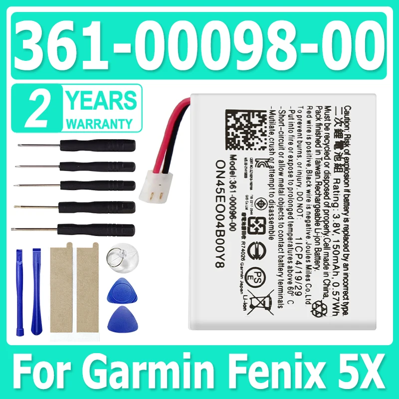 

361-00098-00 Watch Battery 361-00098-00 For Garmin Fenix 5X Replacement Battery 430mAh + Free Tools