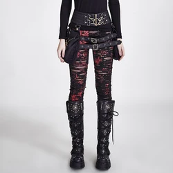 Punkrave leggings femininos gótico malha quebrada leggings personalidade moda diário magro calças compridas