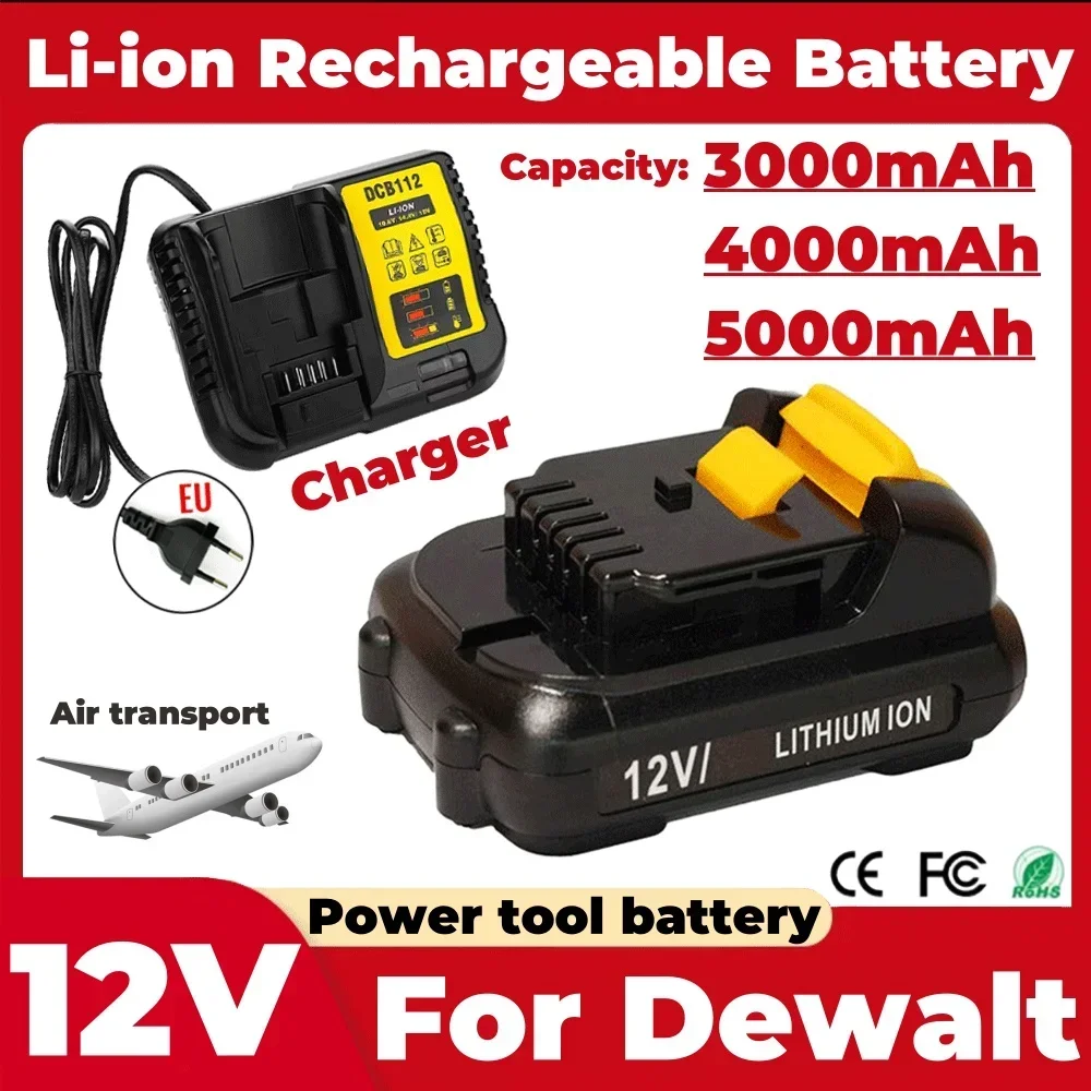 

for Dewalt DCB120 Li-ion Batteries Battery DCB124 DW089LG DCD701F2 Power Tools/Laser Level 12V 3Ah/4Ah/5Ah Cordless/Rechargeable