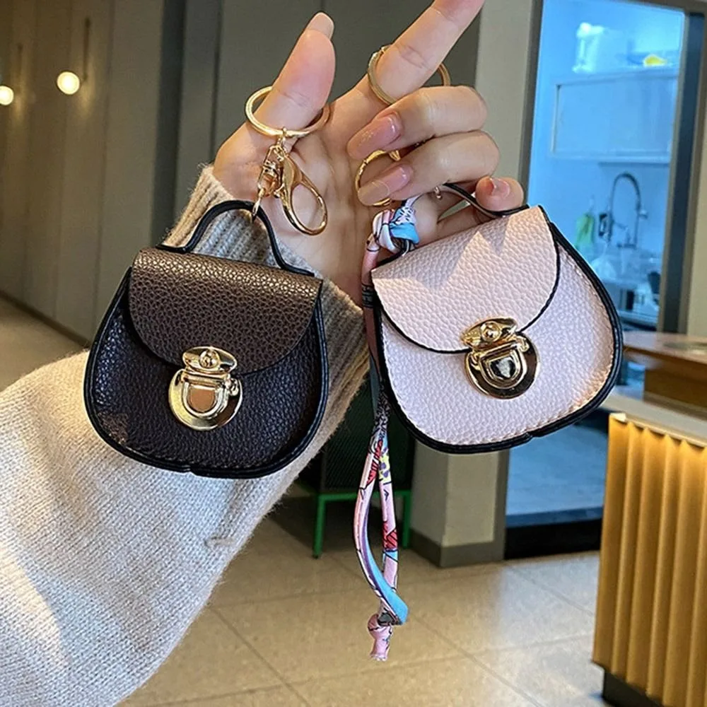 NEW Fashion Keychain Small Coin Purse Premium Leather Multifunction Mini Storage Pouch Earphone Bag for Women