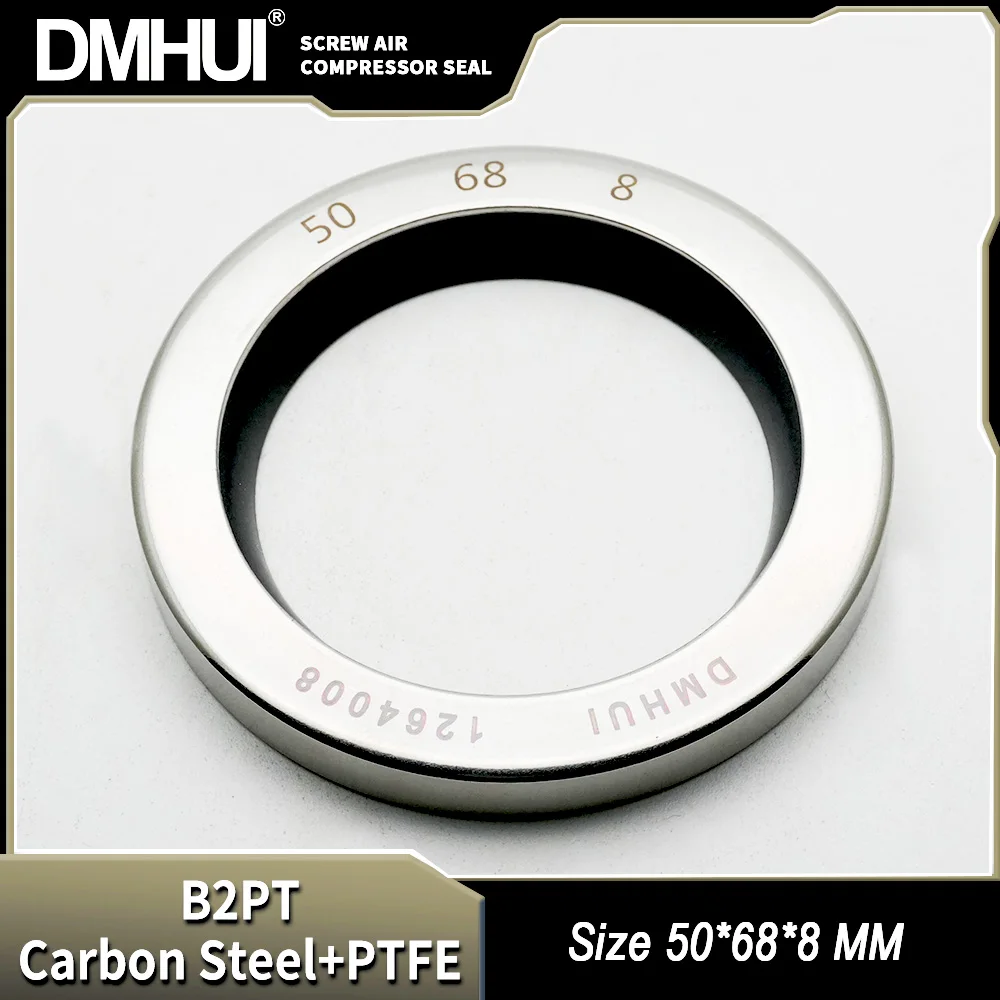 DMHUI Screw Air Compressor Stainless Steel Shaft Seal 50x68x8mm, Single Lip PTFE Rubber B2PT Type Seal Ring 50-68-8 for Pump